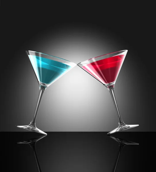 Röda och blå cocktail glas — Stockfoto