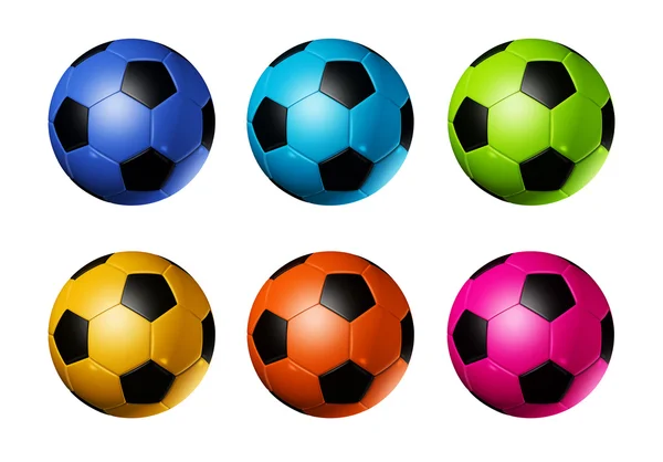 Pelotas de fútbol de colores — Foto de Stock