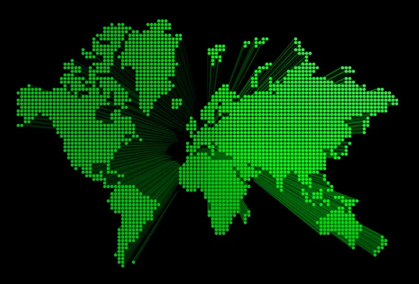 Mapa do mundo verde tridimensional — Fotografia de Stock