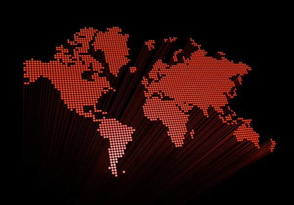 Drie dimensionale rode wereldkaart — Stockfoto
