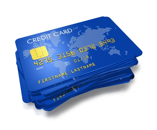 Стопка синих кредитных карт — стоковое фото