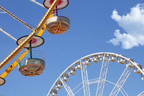 Ferris wheels in an amusement park