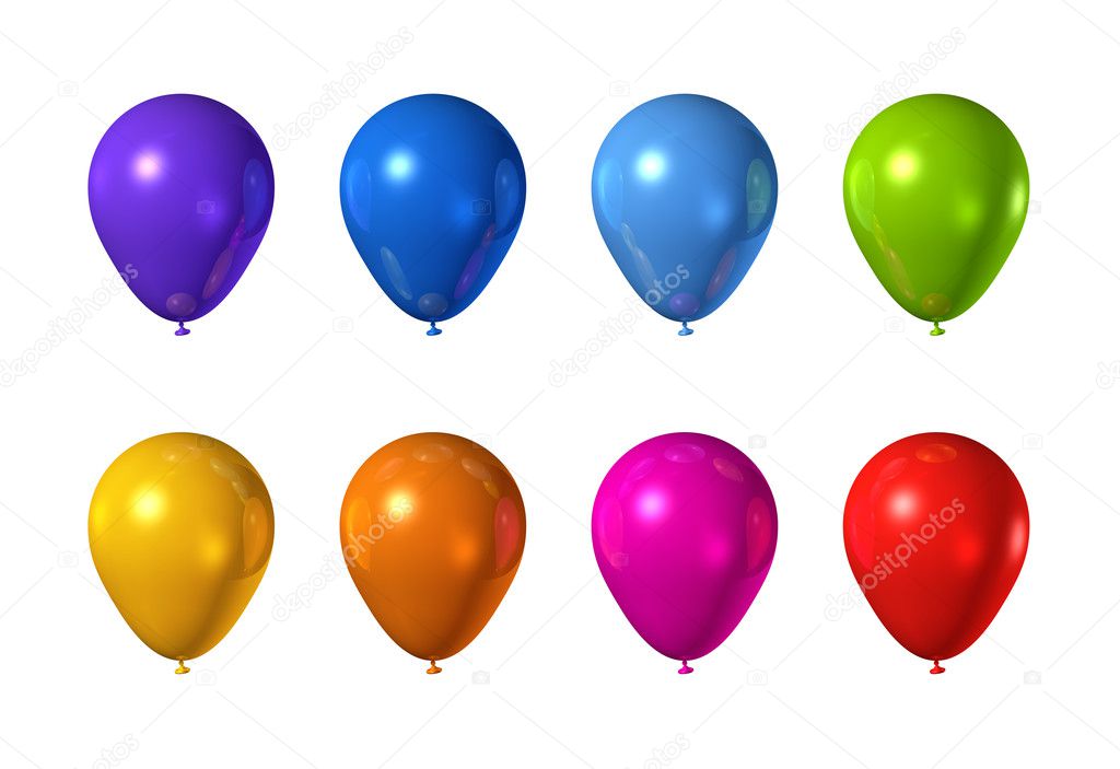 Colored balloons isolated on white