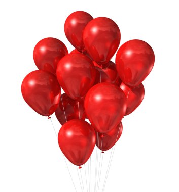 Red balloons group isolated on white clipart