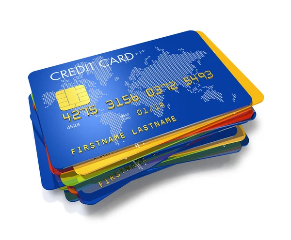 Montón de tarjetas de crédito multicolores — Foto de Stock