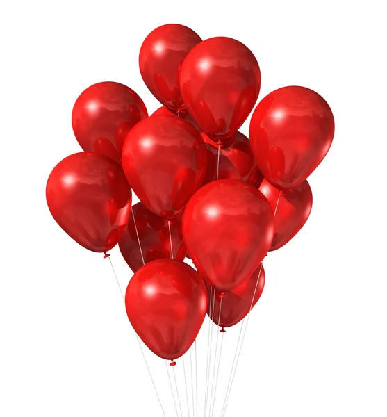 Grupo de globos rojos aislados en blanco — Foto de Stock
