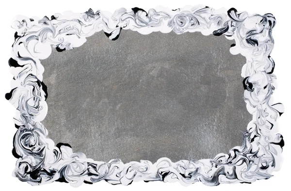 Quadro branco-preto pintado sobre fundo de prata — Fotografia de Stock