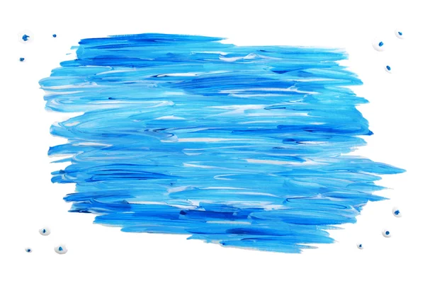 Blue acrylic paint frame/blot on white — Stock Photo, Image