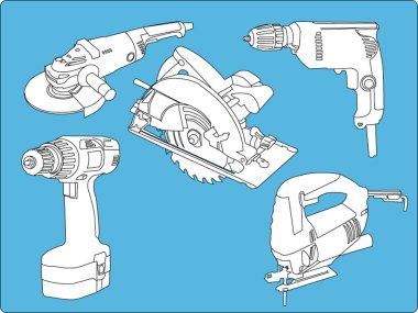 Electric hand tools collection clipart