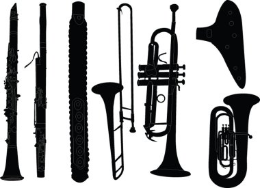 Brass musical instruments clipart