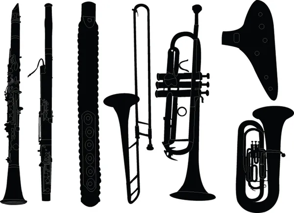 Instrumentos musicales de latón — Vector de stock