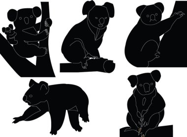 Koala silhouette collection clipart