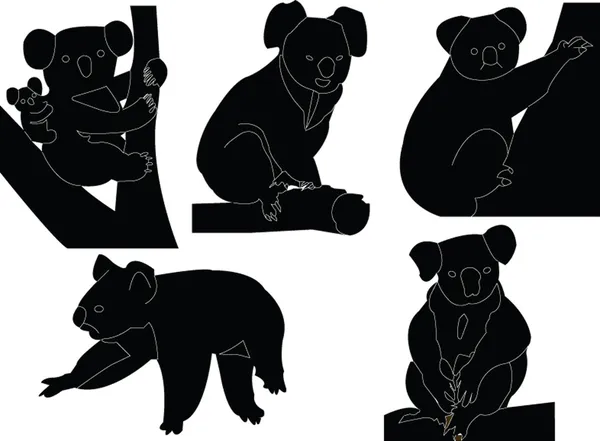 Collection silhouette Koala — Image vectorielle