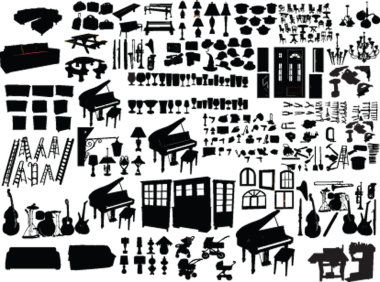 Big collection home items clipart