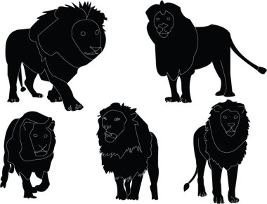 Lions collection silhouette - vector clipart