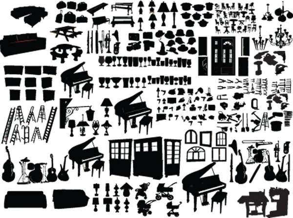 Big collection home items — Stock Vector