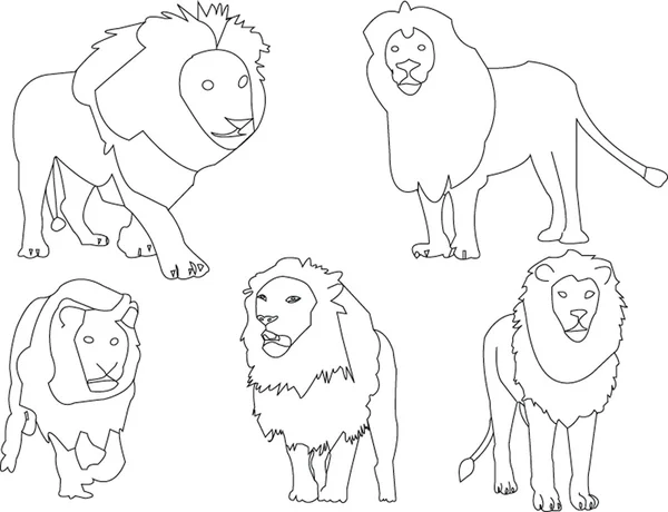 狮子集合剪影 — 图库矢量图片