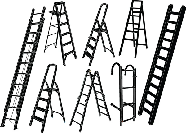 Sammlung von Leitern — Stockvektor