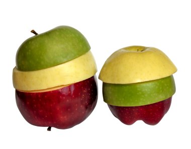 Red, yellow and green apples clipart