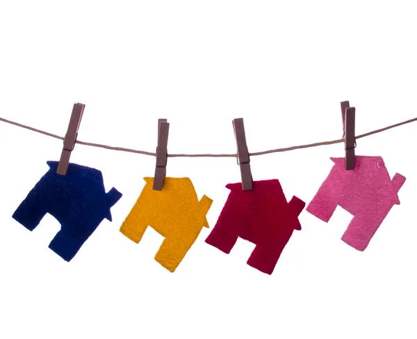 Stock image Colour Houses on the rope isolated