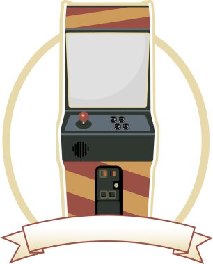 Video Arcade Cabinet Oval Badge clipart