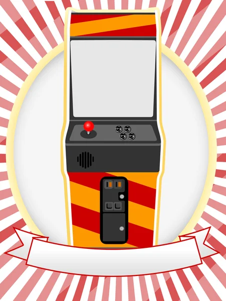 Video arcade kabinet ovale advertentie — Stockvector