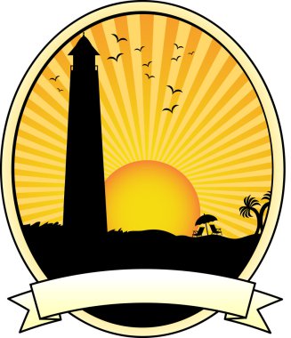 Lighthouse coastal sunset silhouette clipart