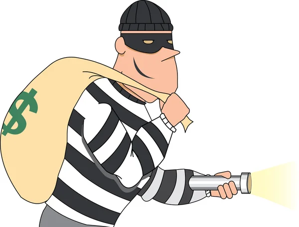 Einbrecher hält Geldbeutel in der Hand — Stockvektor