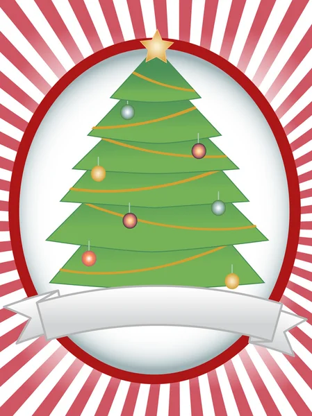 Christmas Tree Oval Banner Blank Banner — Stock Vector