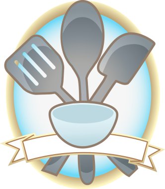 Baking Utensils Oval Blank Banner clipart