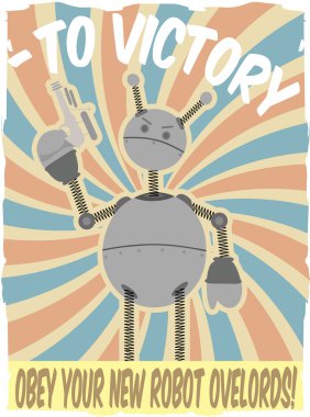 World War II Poster Faux Robot Invasion clipart