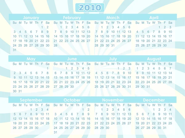 2010 redemoinho azul 12 mês Calendário —  Vetores de Stock
