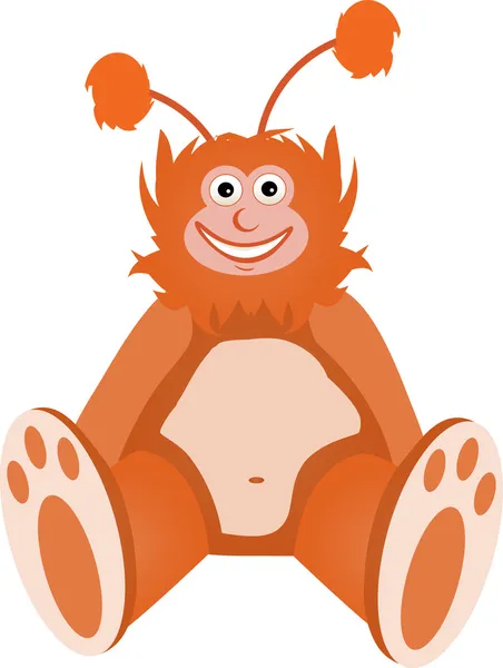 Furry Fuzzy Orange Chubby Creature Sits — Stock Vector