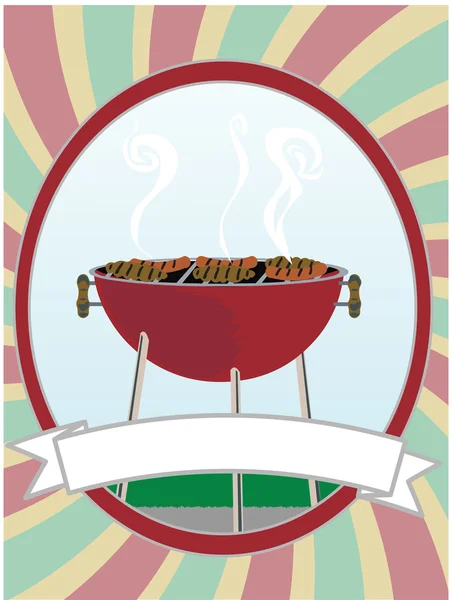 BBQ vaření párků v rohlíku a hamburgery — Stockový vektor