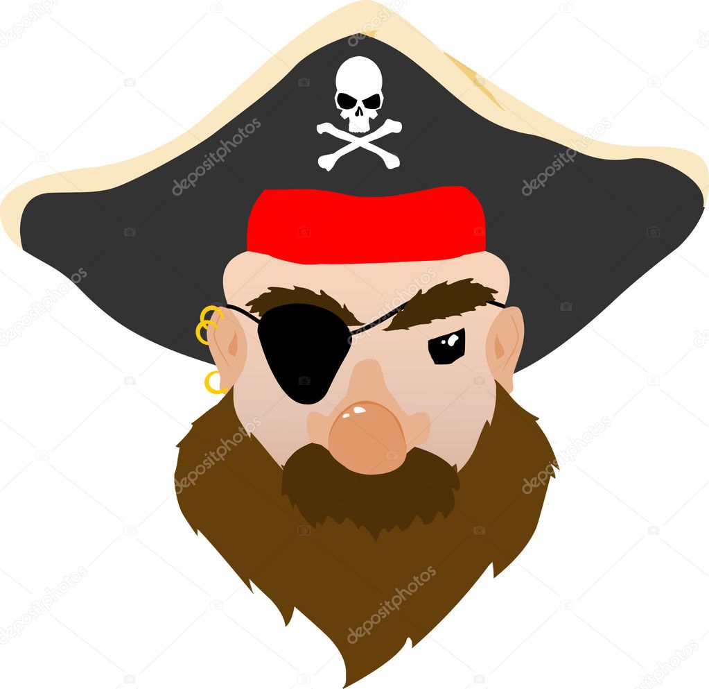Face of a mean Pirate Vector Cartoon