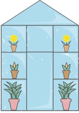 Blue Glass Greenhouse light grunge editable vector illustration clipart