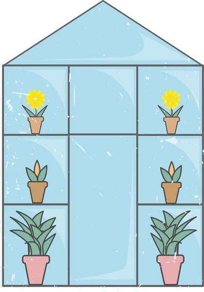Blue Glass Greenhouse luz grunge vetor editável ilustração — Vetor de Stock