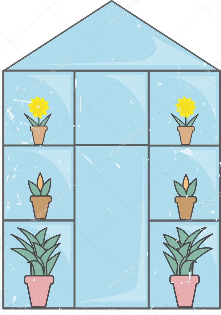 Blue Glass Greenhouse light grunge editable vector illustration