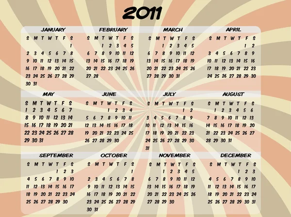 2011 Full Year Transparent Swirl Calendar — Stock Vector