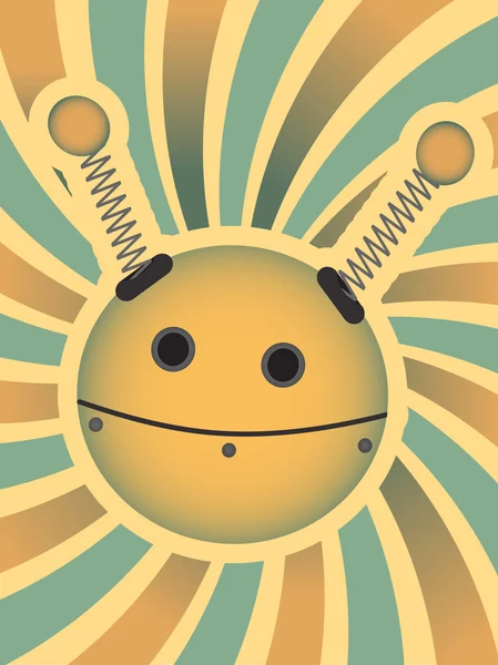 Robot hoofd in heldere swirl overzicht geel, rood, blauw — Stockvector