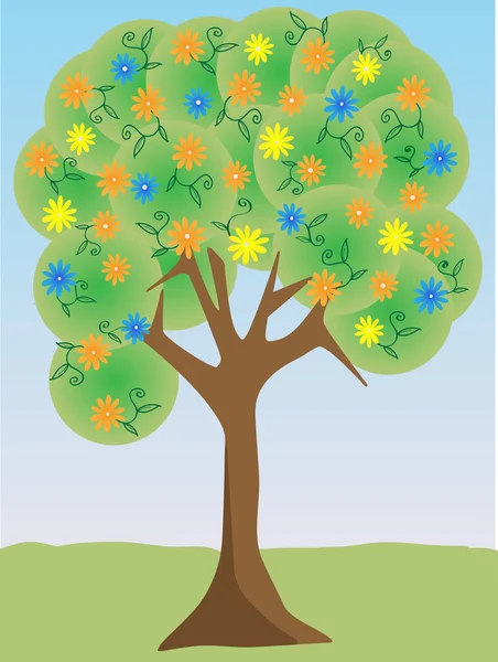 Барвиста яскрава квітка дерево Векторні ілюстрації — стоковий вектор