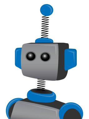 Blue Springy Robot with one antenna clipart