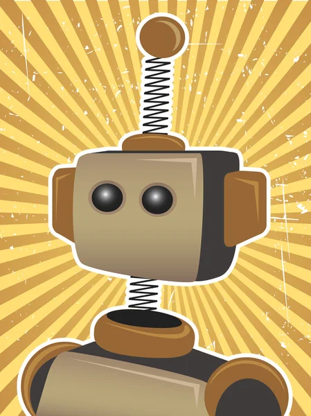 Retro Grunge Robot Protrait Propaganda Poster surrounded by bright brown su — Stock Vector