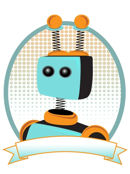 蓝绿色和橙色机器人纵向产品广告样式 — 图库矢量图片
