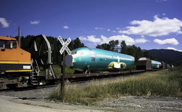 stock image Airplane Fuselage on Railcar