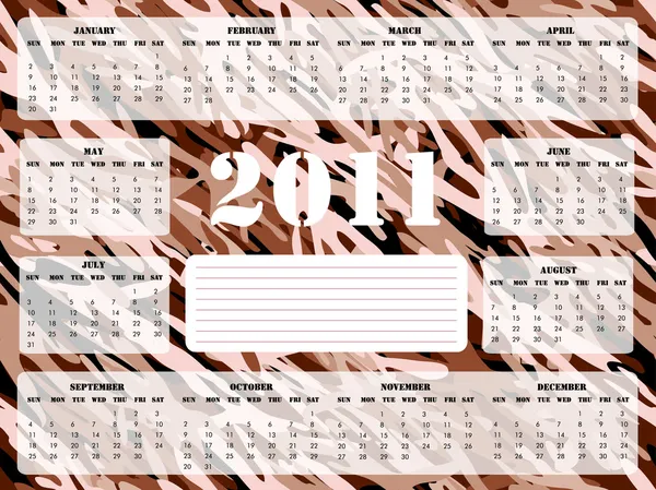 2011 kalender in chocolade bruin - zondag starten — Stockvector