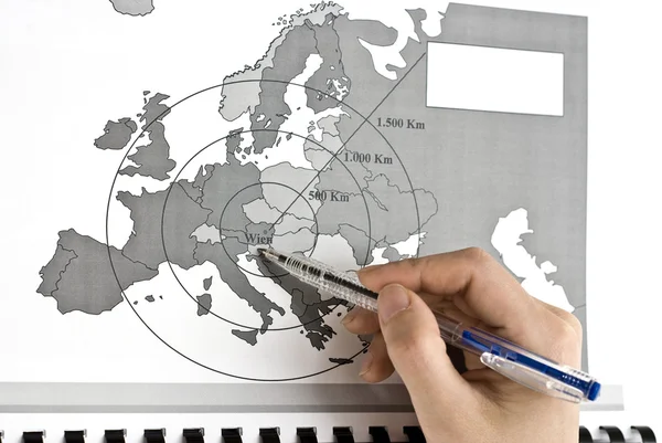 Wien - Avrupa Merkezi harita üzerinde — Stok fotoğraf