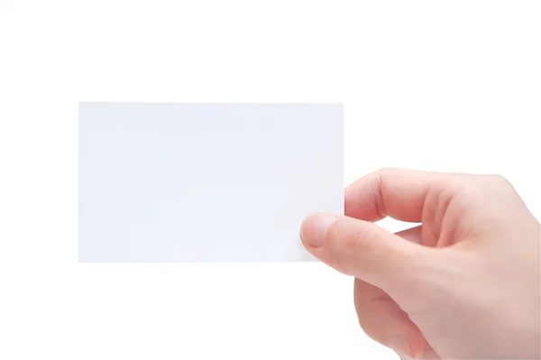 Blankt visitkort i handen — Stockfoto