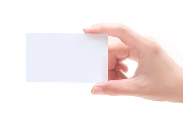 Cartão de visita em branco na mão — Fotografia de Stock