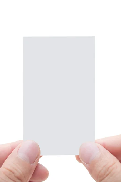 Tyhjä käyntikortti käsillä — kuvapankkivalokuva